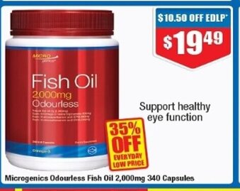 Chemist Warehouse Microgenics Odourless Fish Oil 2,000mg 340 Capsules offer