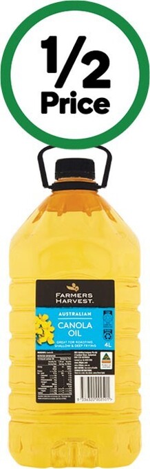 Woolworths Farmers harvest canola or vegetable oil 4 litre offer