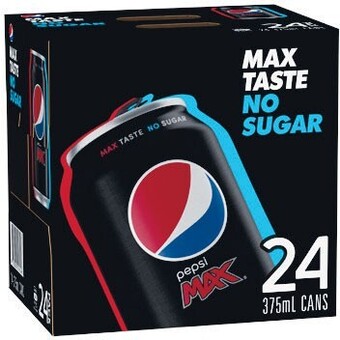 Woolworths Pepsi max, solo zero, sunkist zero or mountain dew 24 x 375ml offer