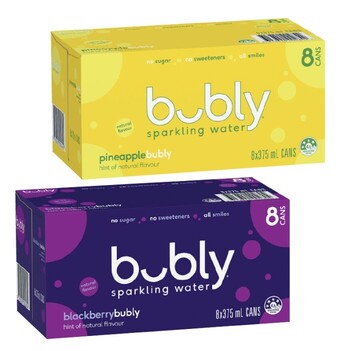 Coles Bubly sparkling water 8x375ml offer