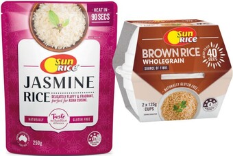 Coles Sunrice 90 second rice cup or pouch 240g-250g offer