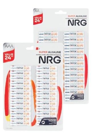 Coles Nrg batteries aa or aaa 24 pack offer