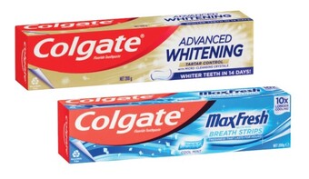 Coles Colgate advanced tartar & whitening or max fresh coolmint toothpaste 200g offer