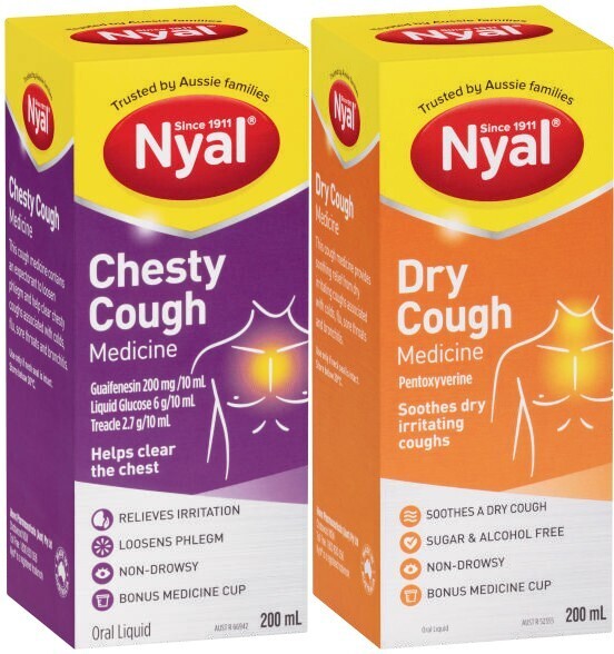 Nyal chesty cough or dry cough liquid 200ml* offer at Coles