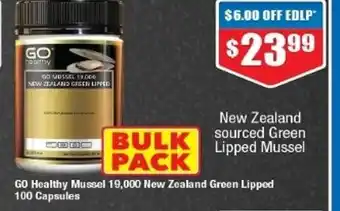 Chemist Warehouse Go Health Mussel 19,000 New Zealand Green Lipped 100 Capsules offer