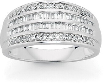 Angus & Coote 9ct white gold diamond four row dress ring offer