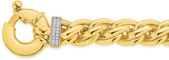 Angus & Coote 9ct gold 19cm weave diamond end bolt ring bracelet offer