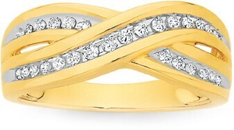 Angus & Coote 9ct gold diamond crossover dress ring offer