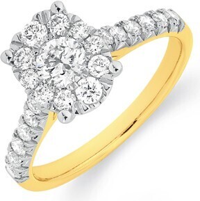 Angus & Coote 18ct gold diamond oval cluster ring offer