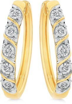 Angus & Coote 9ct gold diamond miracle set twist huggie earrings offer