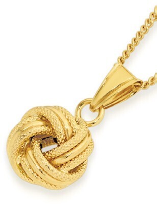 9ct gold 10mm plain & pattern triple knot pendant