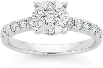 Angus & Coote 9ct white gold diamond cluster ring offer