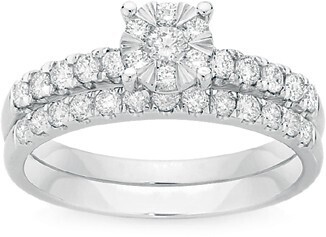 Angus & Coote 9ct white gold diamond cluster bridal set offer