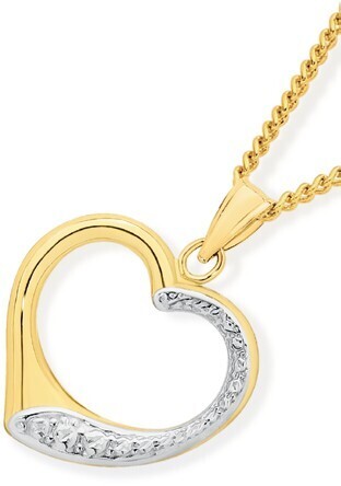 Angus & Coote 9ct gold two tone 16mm open heart pendant offer