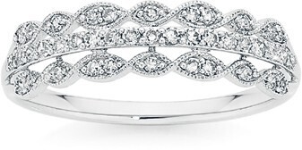Angus & Coote 9ct white gold diamond three row milgrain ring offer