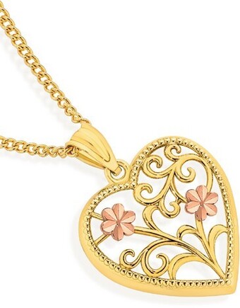 Angus & Coote 9ct gold two tone heart pendant offer