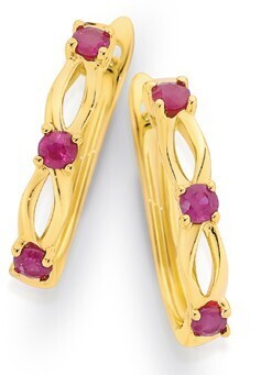 Angus & Coote 9ct gold natural ruby huggie earrings offer