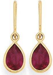Goldmark 9ct created ruby hook earrings offer