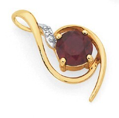 Goldmark 9ct gold created ruby & diamond swirl slider pendant offer