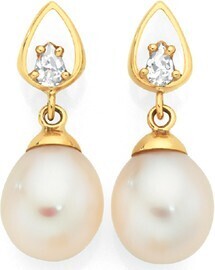 Goldmark 9ct gold cultured freshwater pearl & cubic zirconia stud earrings offer