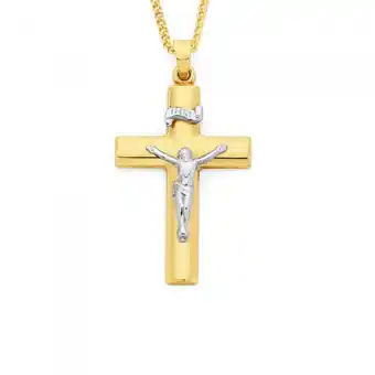 Goldmark 9ct gold two tone wide crucifix 'inri' pendant offer