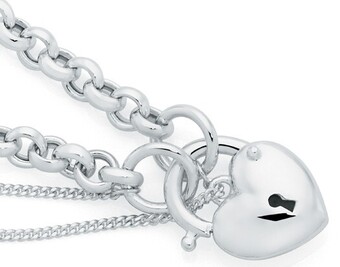 Goldmark Sterling silver 19cm 4mm belcher plain padlock bracelet offer