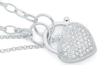 Goldmark Sterling silver cubic zirconia pave puff heart padlock bracelet offer
