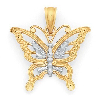 Goldmark 9ct gold two tone butterfly pendant offer