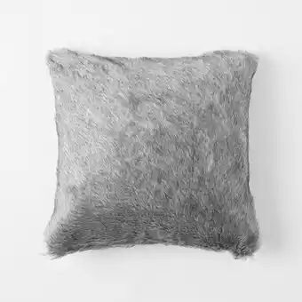Arctic faux fur cushion - charcoal wolf