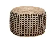 LivingStyles Montana Cotton & Jute Round Ottoman offer