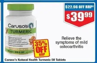 Chemist Warehouse Caruso's Natural Health Turmeric 50 Capsules offer