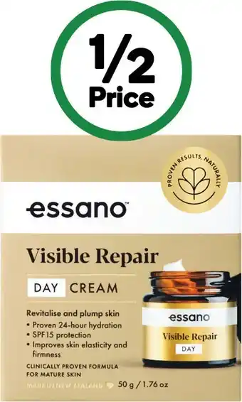 Woolworths Essano visible repair spf15 day cream 50gδ offer