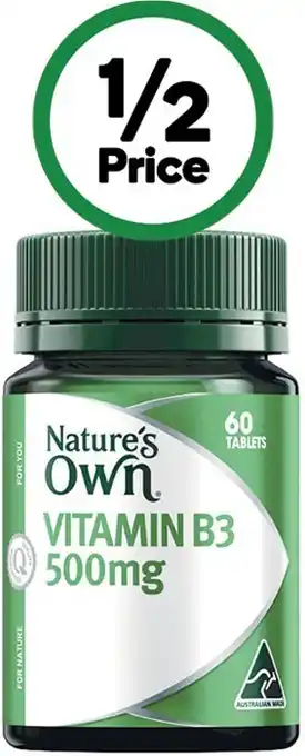 Woolworths Natures own vitamin b3 500mg pk 60~ offer