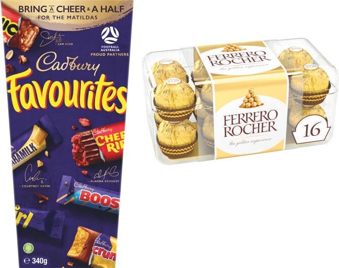 Cadbury favourites boxed chocolate 334g340g, ferrero chocolate gift