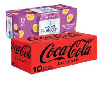 Coles Coca-cola, fanta, or sprite soft drink, or mount franklin lightly sparkling water 10x375ml offer