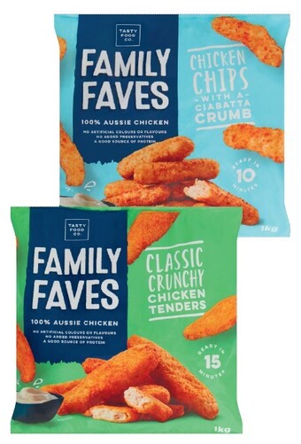 Coles Family faves chicken tenders or chips 1kg offer