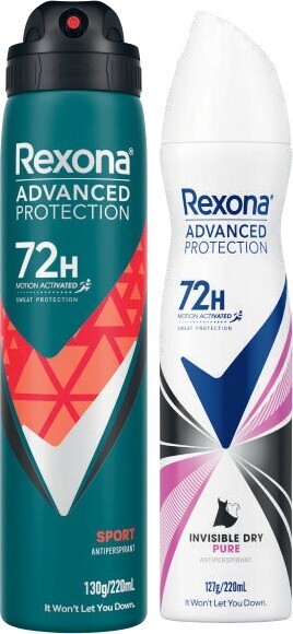 Coles Rexona antiperspirant aerosol deodorant 220ml offer