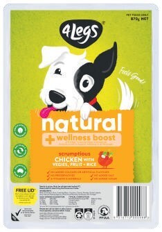 Coles 4 legs natural + wellness boost dog food 870g offer