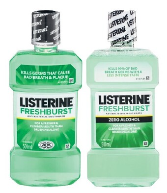 Coles Listerine fresh burst or fresh burst zero mouthwash 500ml offer