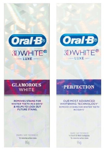 Coles Oral b 3d white luxe glamorous or perfection white toothpaste 95g offer
