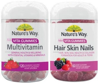 Coles Nature's way adult vita gummies multivitamin 120 pack or hair skin nails 60 pack^ offer