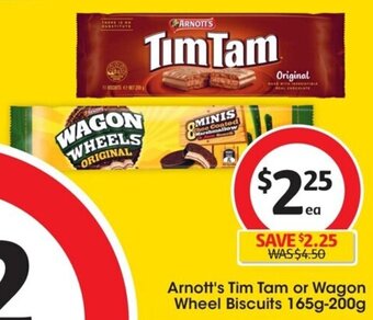 Coles Arnott's Tim Tam or Wagon Wheel Biscuits 165g-200g offer