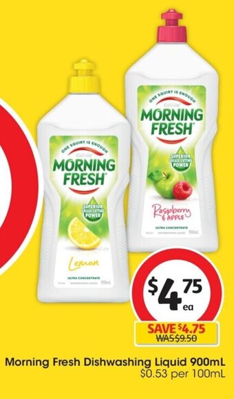 Coles Morning Fresh Dishwashing Liquid 900mL $0.53 per 100mL offer