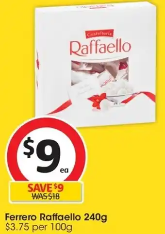 Coles Ferrero Raffaello 240g $3.75 per 100g offer