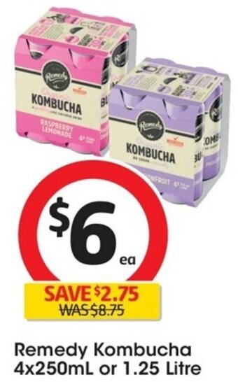Remedy Kombucha 4x250mL or 1.25 Litre