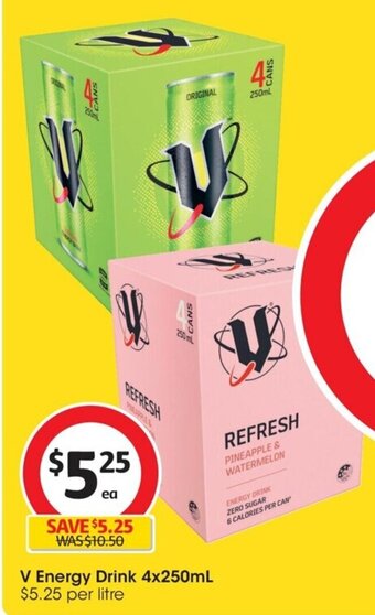 Coles V Energy Drink 4x250mL offer