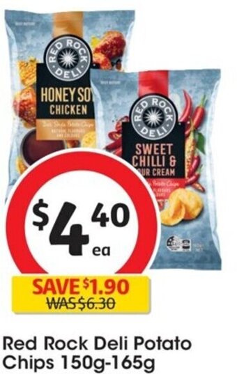 Coles Red Rock Deli Potato Chips 150g-165g offer