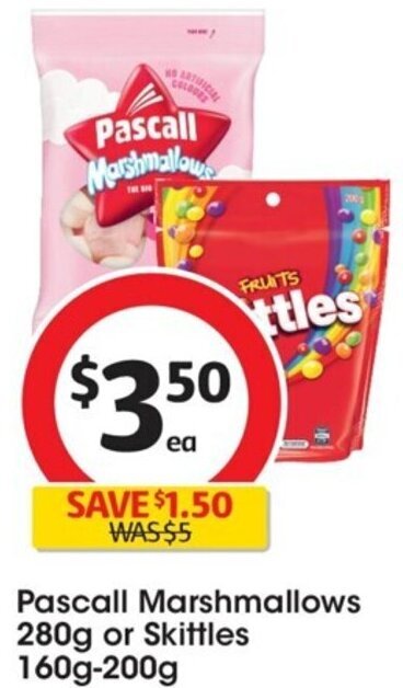 Pascall Marshmallows 280g Or Skittles 160g 200g Offer At Coles