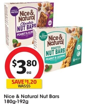 Coles Nice & Natural Nut Bars 180g-192g offer