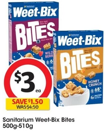 Coles Sanitarium Weet-Bix Bites 500g-510g offer